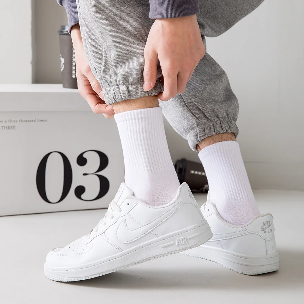 Hommes chaussettes coton respirant longue affaires Harajuku chaussettes solide Gentleman Sox Sokken Sports de plein air 5 paires/lot chaussettes