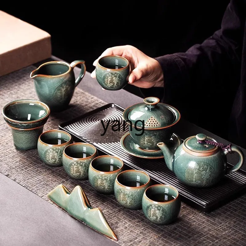 LTT Kung Fu Tea Set Home Luxury Ceramic Office Teapot and Teacups Complete Set