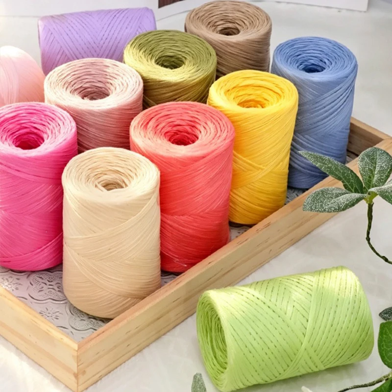 31 Farben 150m Raffia-Strohgarn für Handhäkeln DIY Strickgarn zur Herstellung von Sommer-Strandhüten Geflochtene Handtaschen Bastelbedarf – Detail 3