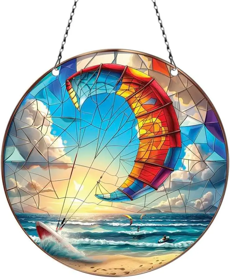 Kiteboarding Ornament Acrylic Window Hanging; Kiteboarding Christmas Decor, Home Wall Room Hanging Decor, Gift for Kiteboarding