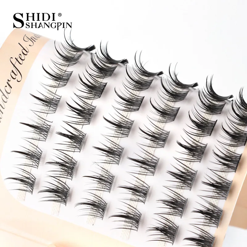 6 行クラスターつけまつげ既成ボリュームファン個別まつげセグメント化された自然ふわふわ偽まつげエクステンションメイクアップ繊毛