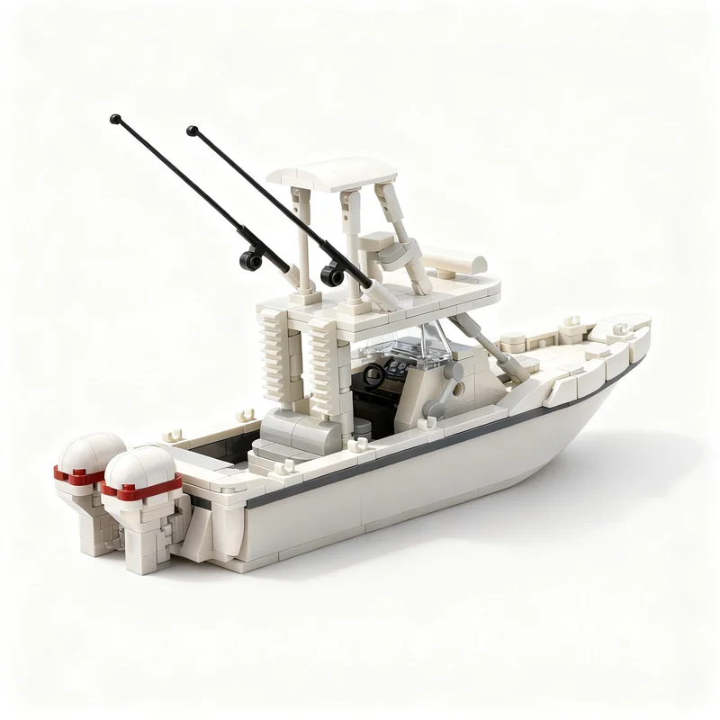 353pcs MOC Sea Hunter - Offshore Sport Fishing Boat Model Building Blocks Construction Craft 3D Birthday Assemble Collection