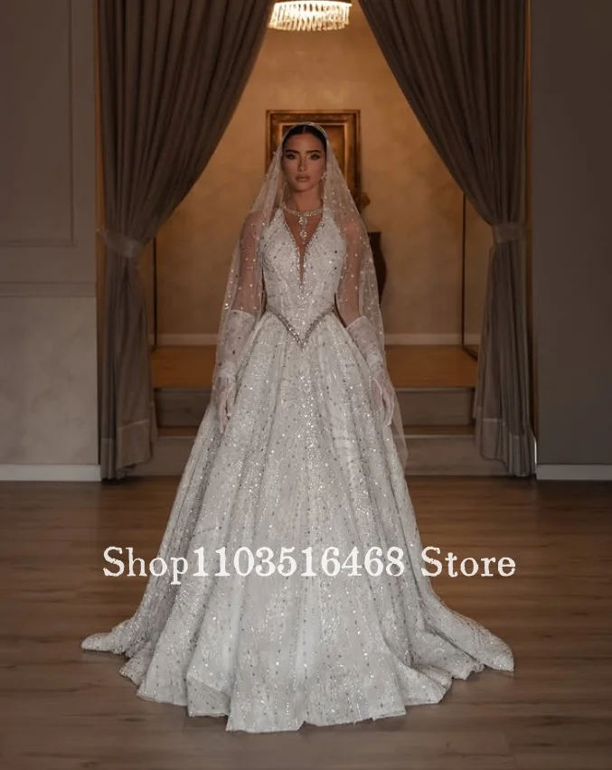 Custom V-Neck Wedding Dress