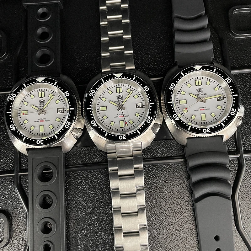 STEELDIVE Men Diverนาฬิกาเต่าอัตโนมัตินาฬิกานาฬิกาข้อมือ 20ATMกันน้ําC3 Luminous Sapphire NH35 เซรามิคBezel