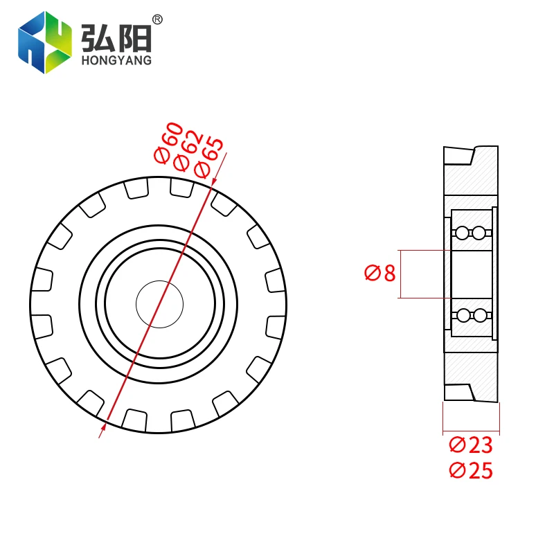 Grey Twill Press Wheel D60/62/65mm Or So Rotary Conveyor Roller For Woodworking Machinery Edge Sealing Machine Pressure Wheel