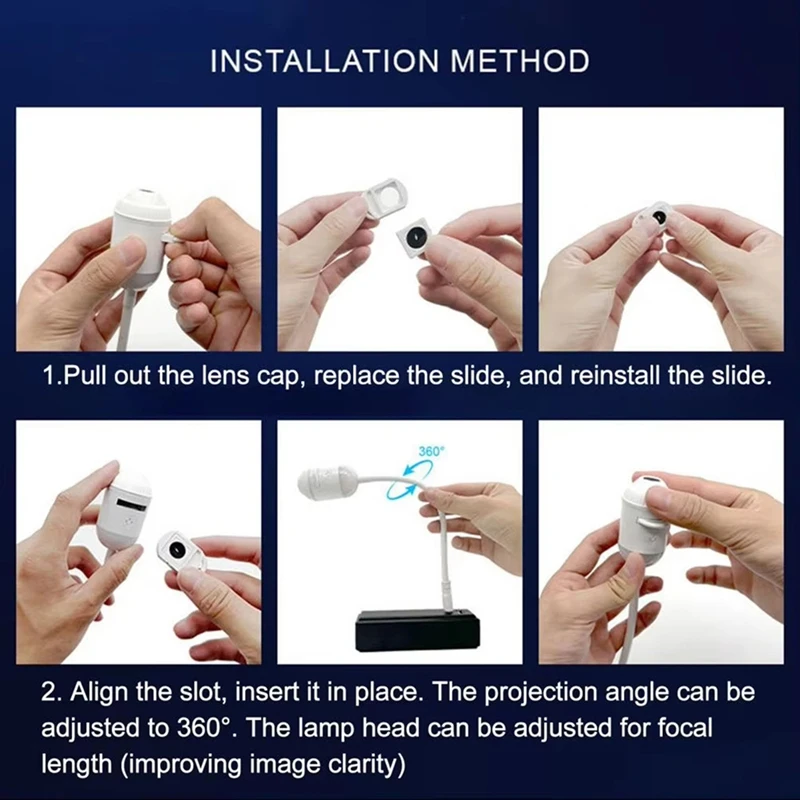 DT16 Star Projector Night Light 2-in-1 for Galaxy Projector with 24 Films 360° Rotation Touch Control USB for Bedroom Kids