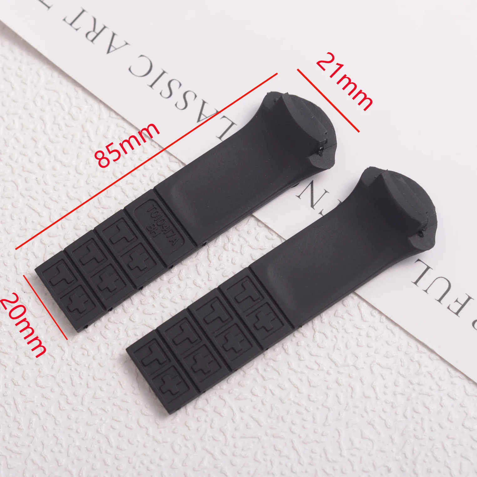 For Tissot Silicone Watch Band for T-Touch T010417ABH Curved End Strap Rubber Bracelet Black 21mm