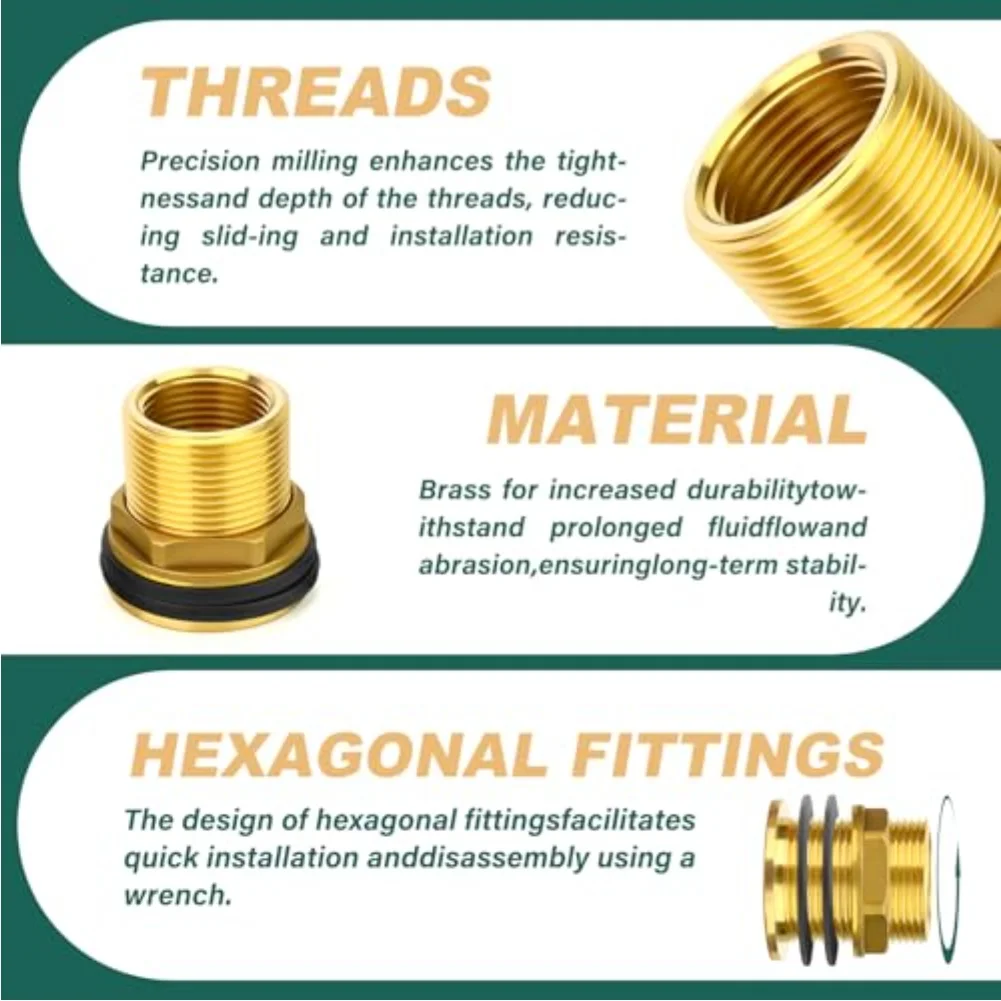 

Латунный разъем резервуара для воды с герметичной конструкцией с двойной резьбой для использования в различных условиях для установки хранения воды