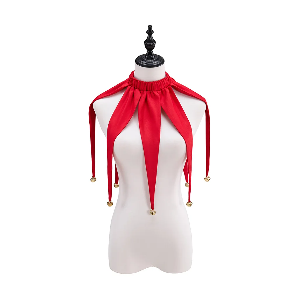 Clown Red Collar Halloween Jester Performance Costume Collar Accessories Fairy Tale Circus Collar With Bells