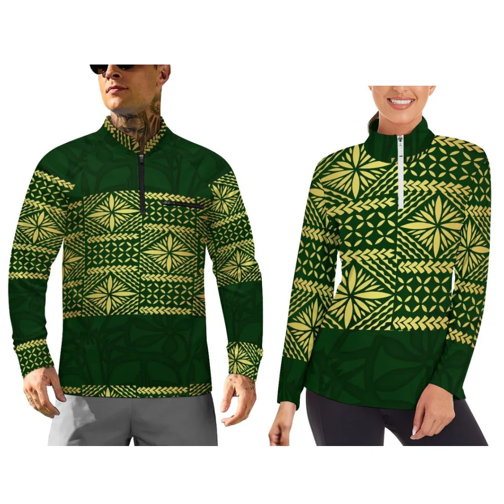 Polynesian Men'S And Women'S Long-Sleeved Sportswear Long-Sleeved Sportswear For Couples Customizable Patterned Sportswear