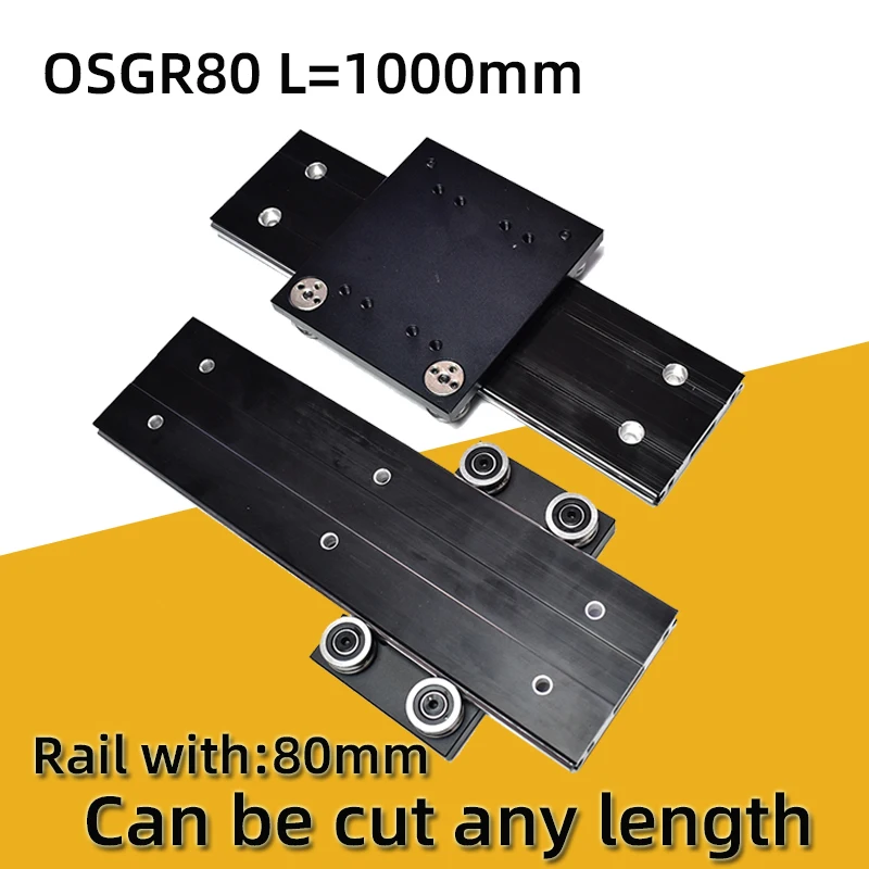 Roller Linear Guide OSGR80 1000mm Wheels Slide Block Rectanlgle Rail Slideway