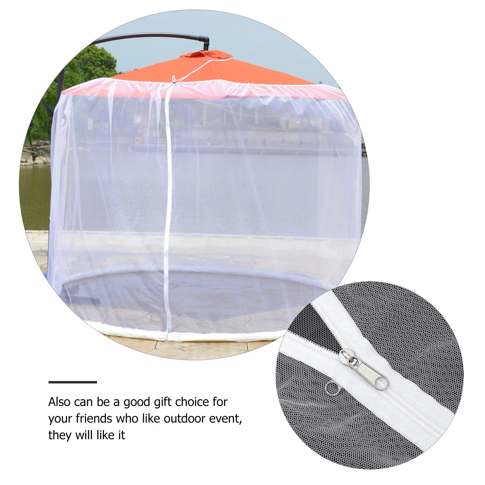 

Patio Umbrella Mosquito Netting Zippered Adjustable Design Easy Entrance Outdoor Parasol Net Cover Umbrella Net Cover