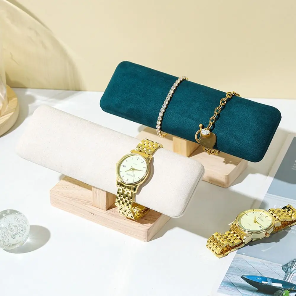 

Wooden Bracelet Display Stand Velvet Single Layer Jewelry Chain Holder Vertical T-bar Jewelry Organizer Bar Bangle Scrunchie