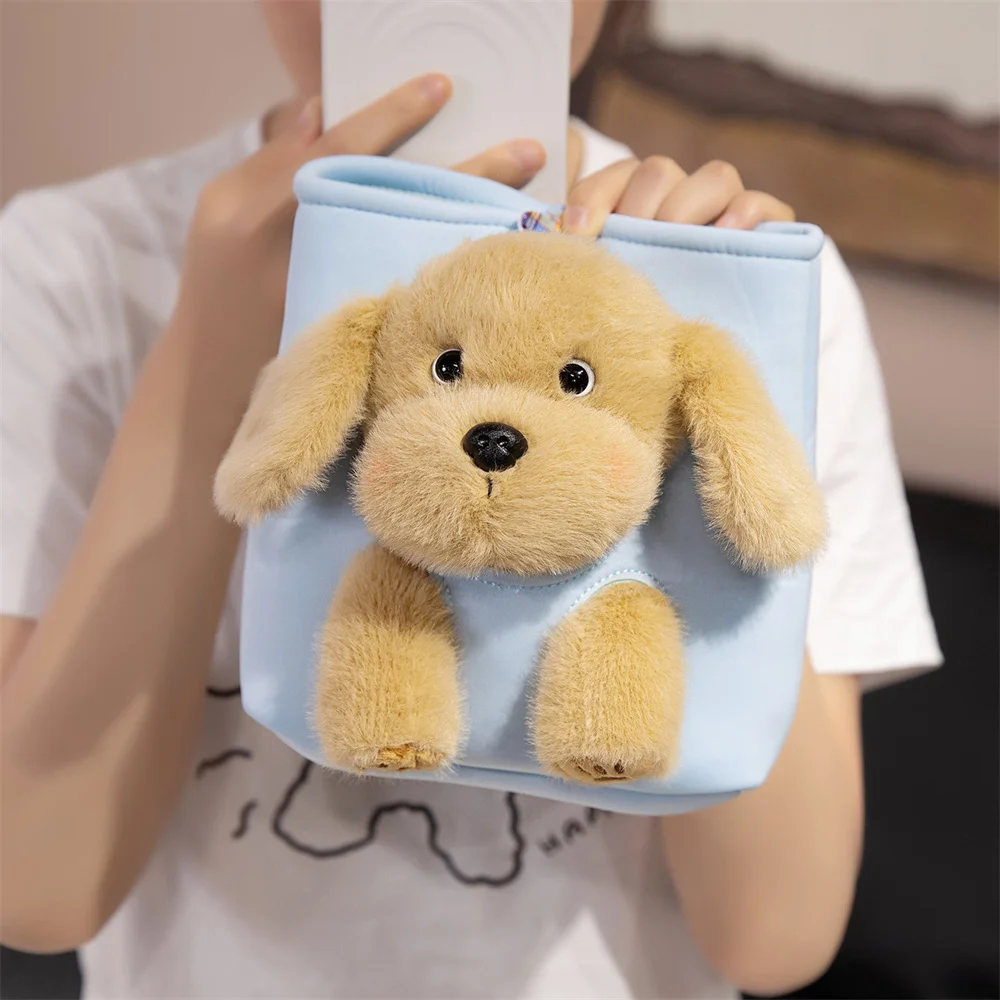 Sac à dos série cachette et seek pour chiot mignon de 18CM, West Highland Schnauzer Golden Retriever, jouet en peluche, cadeau de noël pour enfants