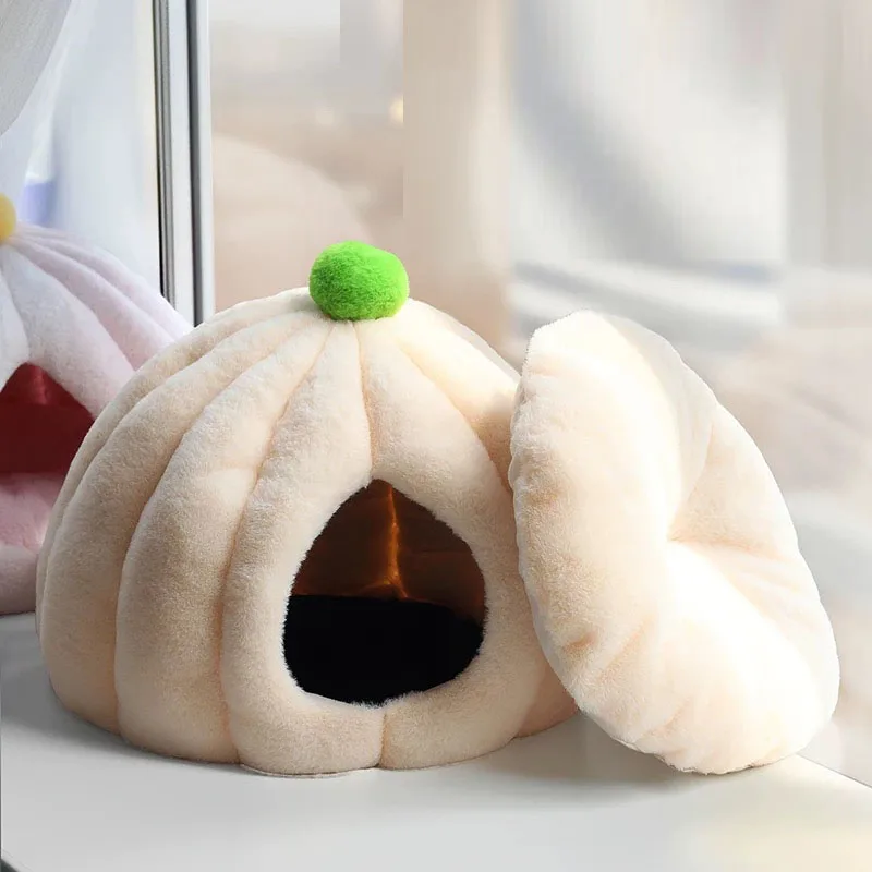 Creative Plush Shaped Cat Nest, Semi-closed, Removable Warm, Winter, Thickened, Small Dog Cats, Teddy Kennel, Pet Supplies, 1Pc