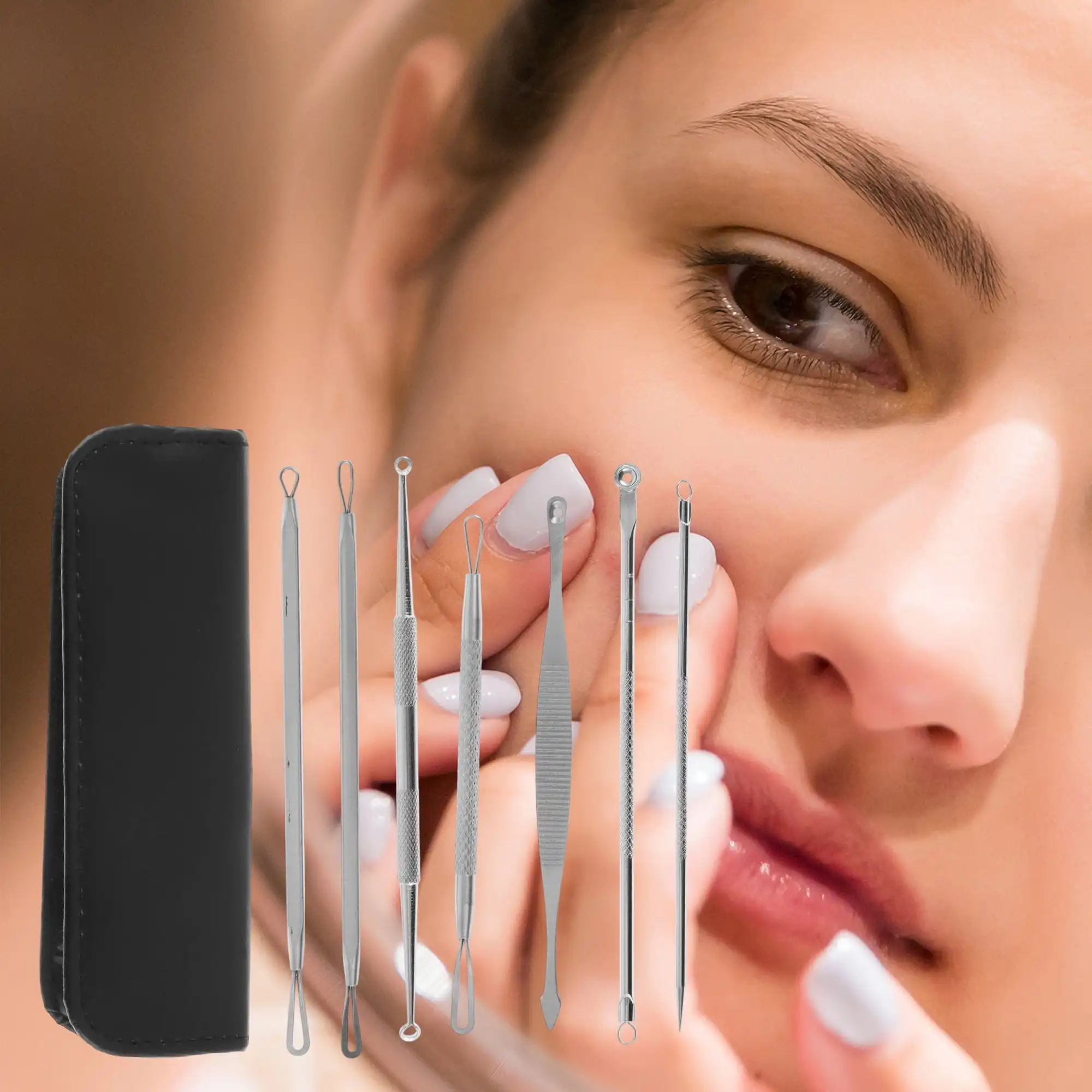 Professional Pimple Extractor Tool Kit Acne Removal Comedone Blackhead Remover Skin Care Beauty Face Tools Silver Tone view 5