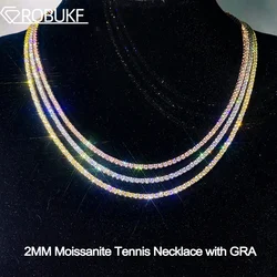 2mm Moissanite Tennis Necklace Bracelet For Women Men D Color Lab Diamond S925 Silver Neck Chain Jewelry With GRA Certificate
