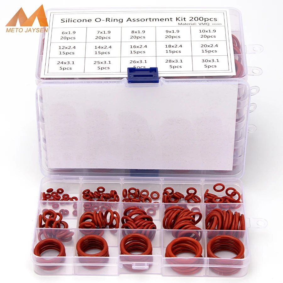 

150-225PCS Paintball VMQ Sealing Silicone O-rings OD 6mm-35mm CS 1mm 1.5mm 1.9mm 2.4mm 3.1mm Red Gasket Replacements S9