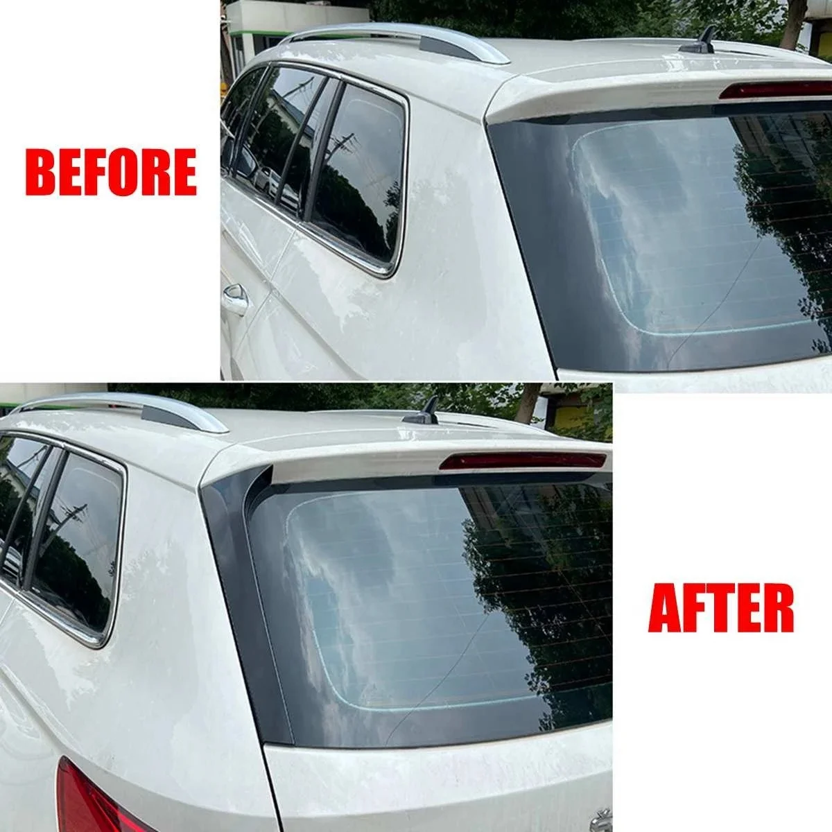 ABIB -Pair Vertical Rear Window Side Spoiler Canard Splitter For Skoda Kodiaq Glossy Black Retrofit 2