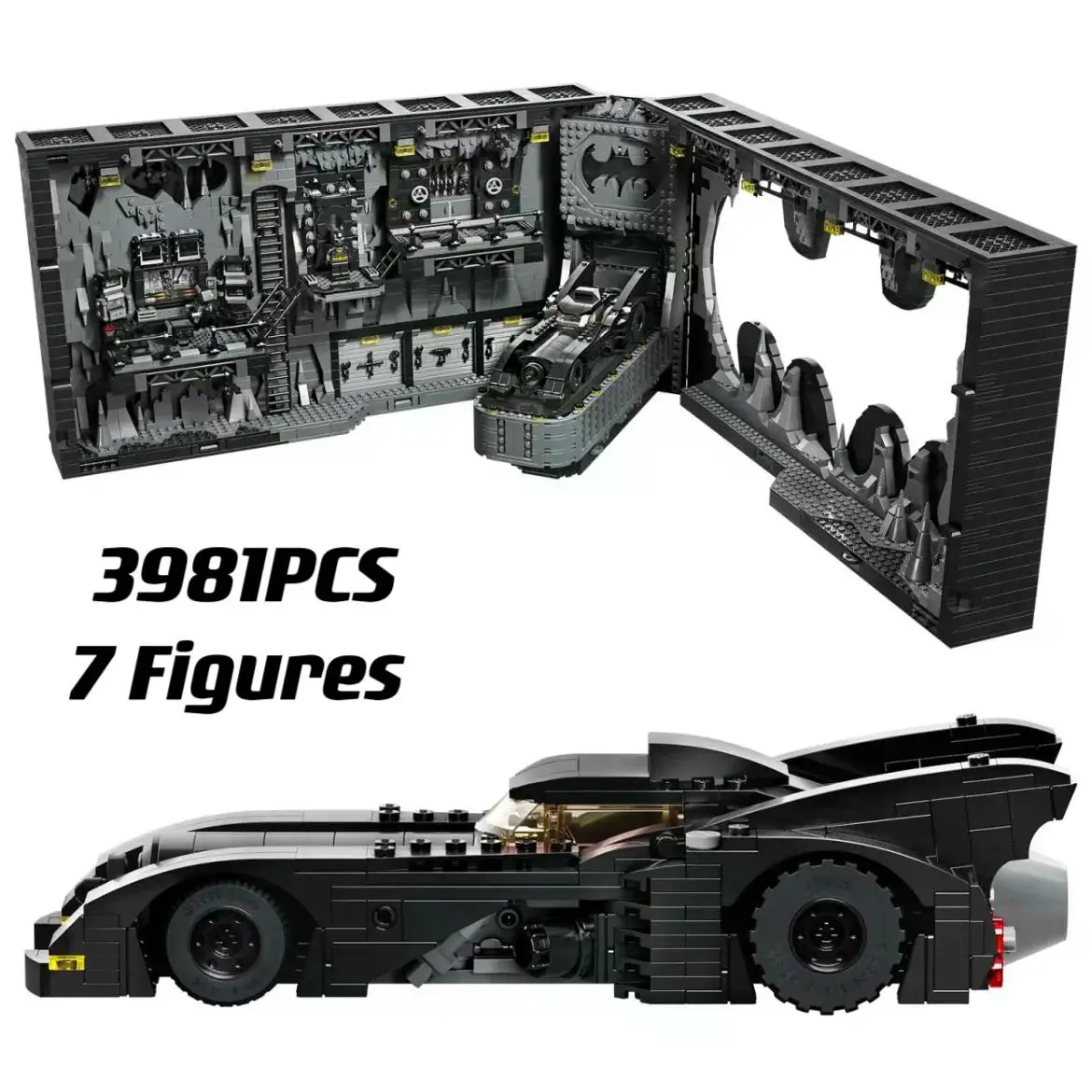 Batcave Building Blocks com Shadow Box para crianças, Famous Movie Bricks Toys, Presentes de aniversário para meninos e adultos, 76252 87075, 3981PCs, 76252