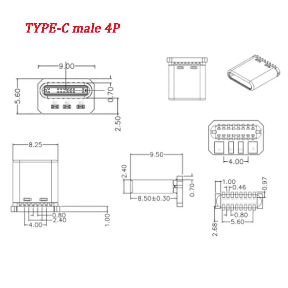 1/5/10PCS USB 3.1 Type C Vertical Patch Board 16pin 4 /2Welding Wire Data Band PCB USB Board Male Head 16P Usb C Connector
