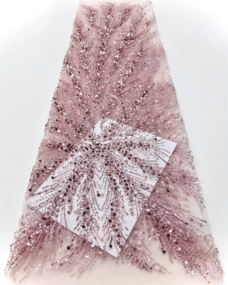 

Африканская кружевная ткань с бисером, 2021, французская сетка, нигерийское кружево с блестками для женщин, свадебные платья, красивая ткань для одежды