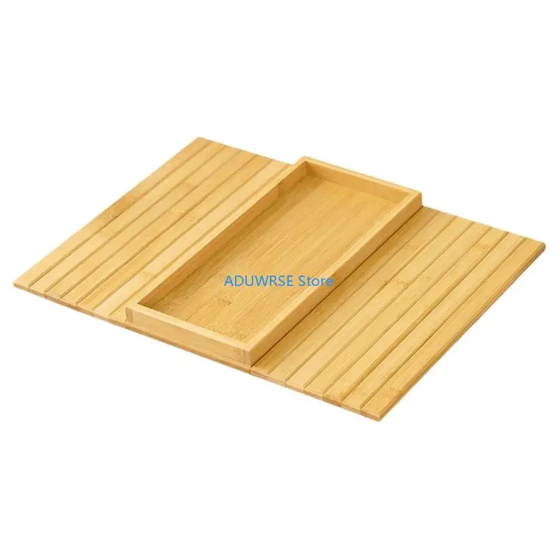 

Q6PE Foldable Armrest Drink Tray Bamboos Construction Secures Cups Phones Accessories