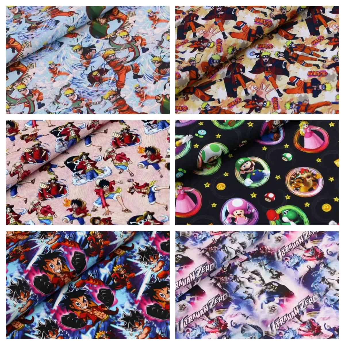 140cm Width Naruto Mario Japanese 100 Cotton Fabric for  DIY Patchwork Textile Tissu Home Clothing Sew Boy Clothes Material