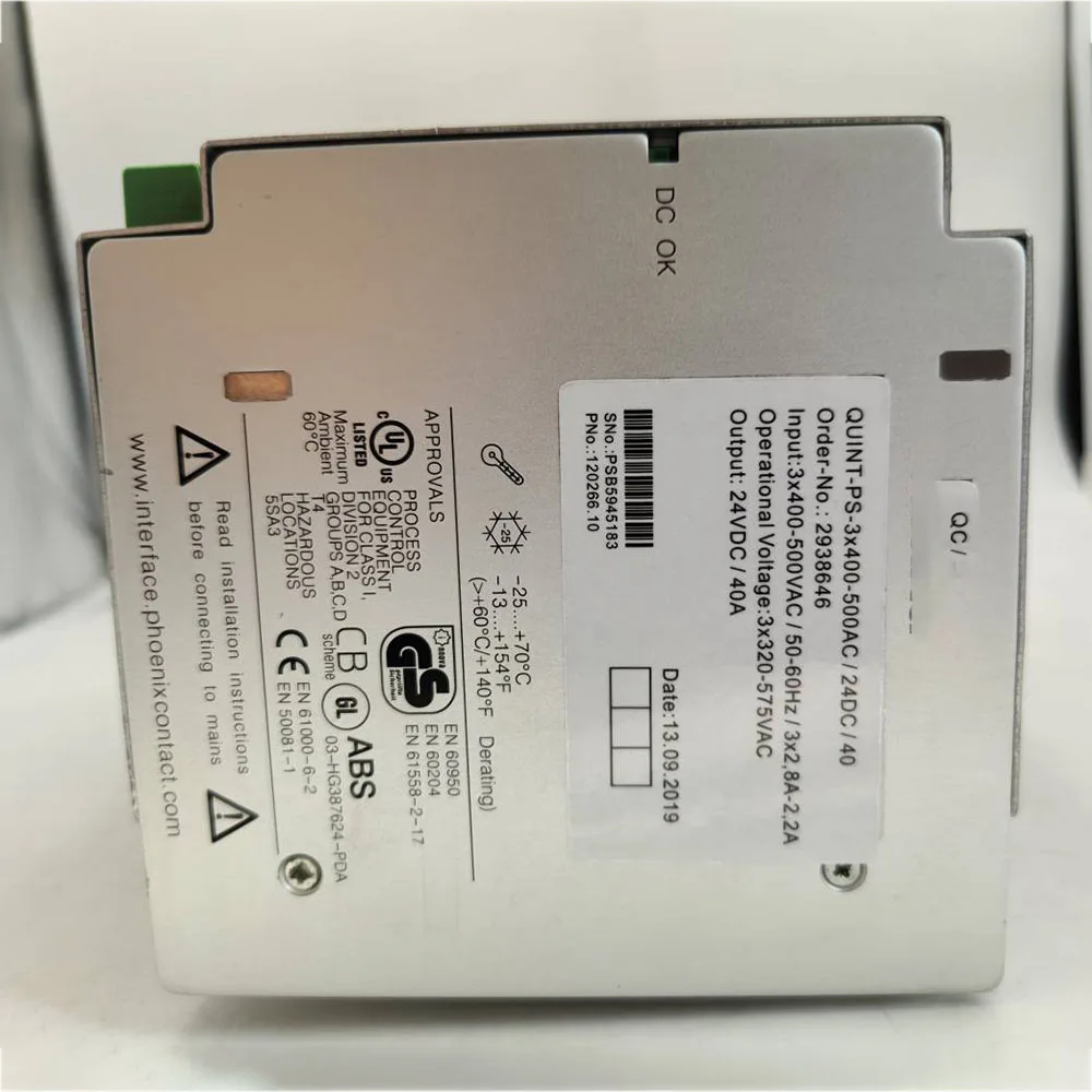 2938646 QUINT-PS-3X400-500AC/24DC/40 QUINT POWER 24VDC/40A Switching Power Supply Fast Ship Works Perfectly