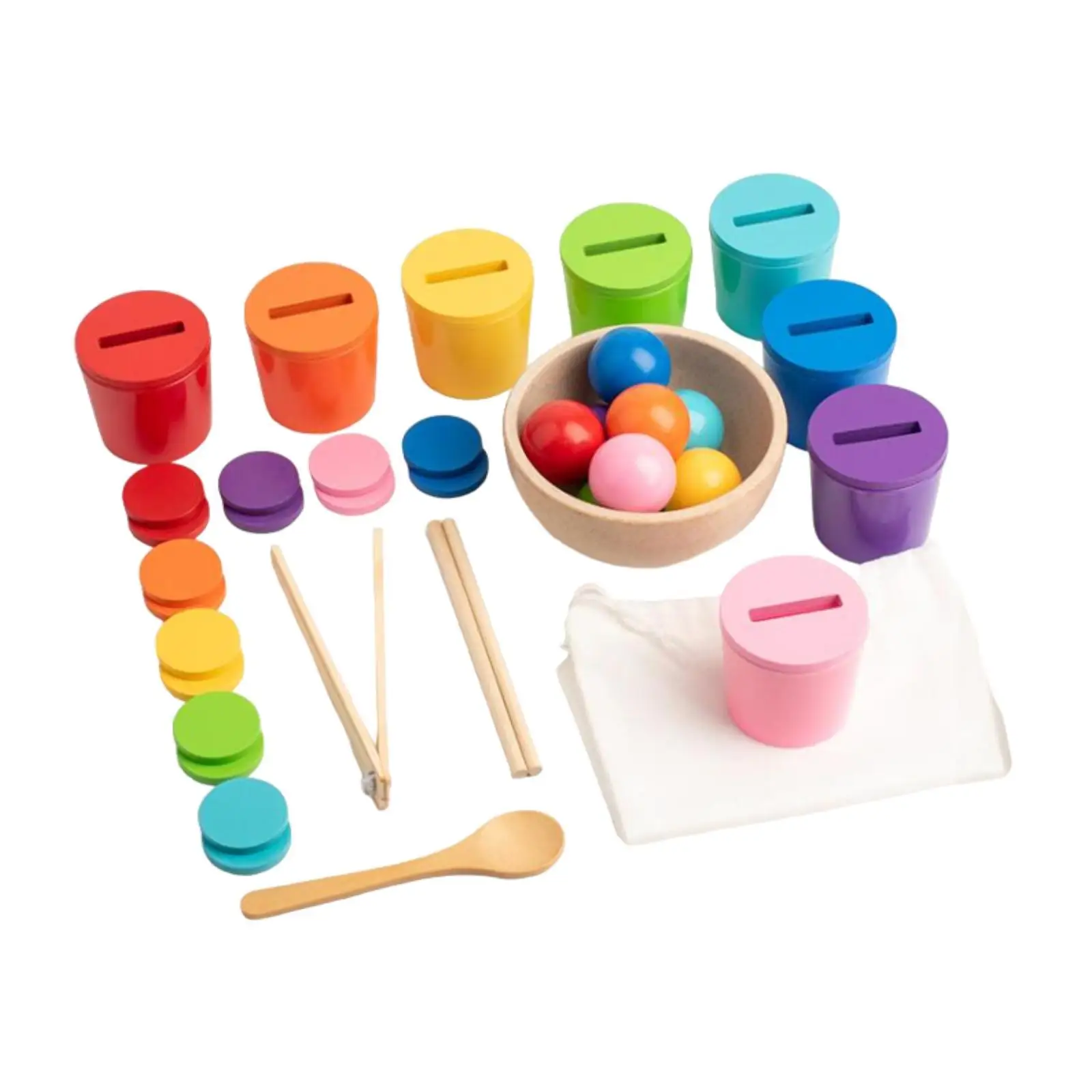 

Rainbow Balls in Cups, Montessori Toy, 8 Color Fine Motor Skills Preschool Learning Toy Early Education Toys