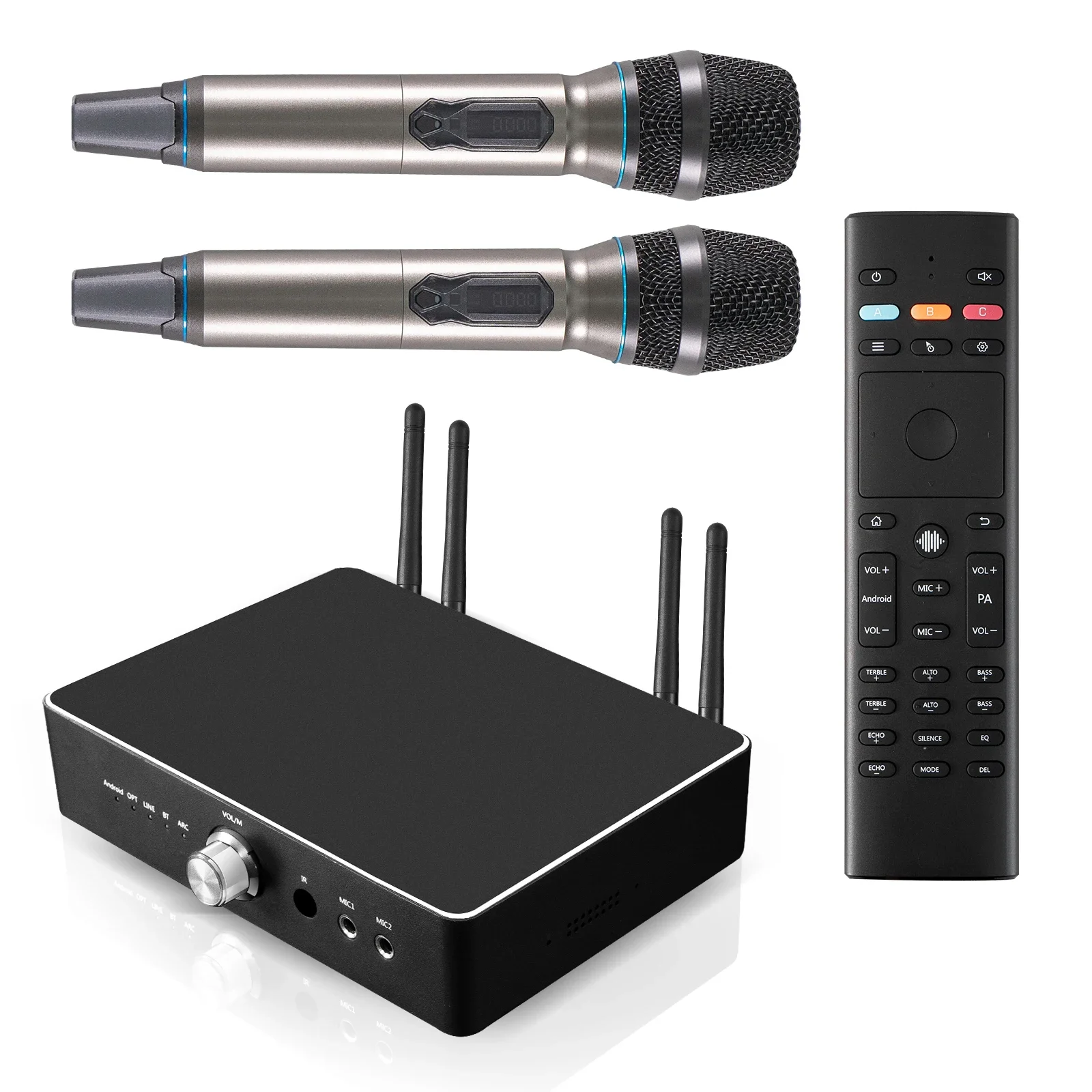 Ihomelife-máquina de karaoke con panel en la nube, dispositivo con wifi Dual 2T2R, android TV Box para fiestas, con 2 micrófonos y amplificador de 600W