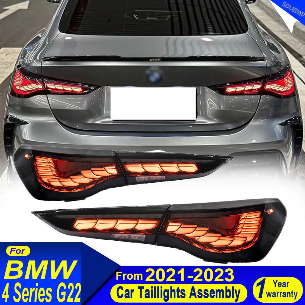 ไฟรถไฟท้ายสําหรับ BMW G22 G82 2021-2023 LED ไฟท้ายอัตโนมัติชุดอัพเกรดแบบไดนามิก GTS เครื่องชั่งมังกรอุปกรณ์เสริมสไตล์