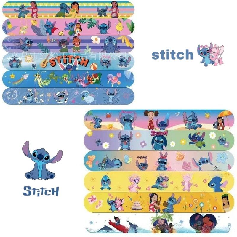 Disney Snap Circle Party Bracelets, figuras de Stitch, pulsera de Anime, banda de golpe para niños, juguetes de rompecabezas para niños y niñas,