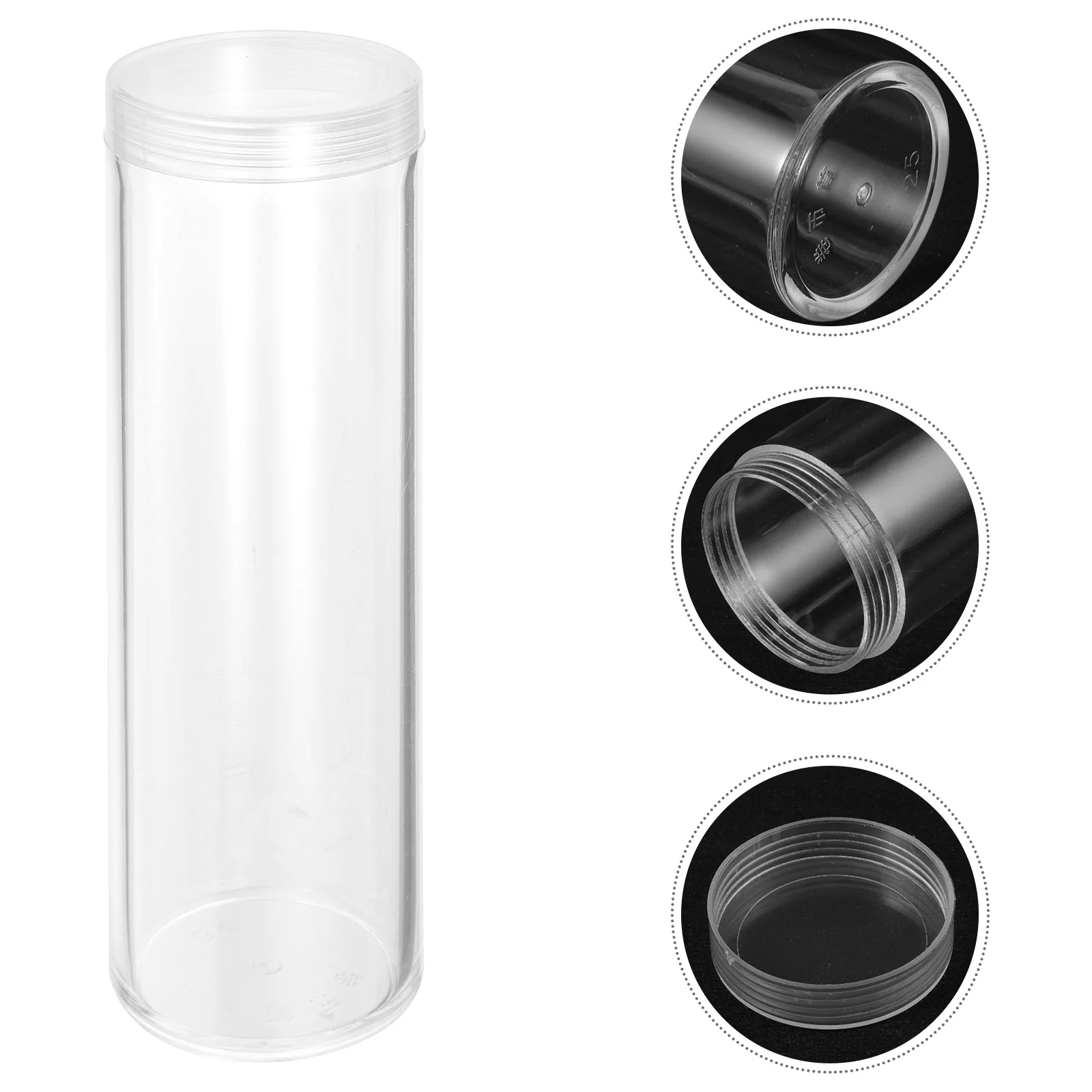 Tube transparent pour la collecte de pièces de monnaie, support de fournitures, distributeur de stockage portable, supports en plastique, capsules, 10 pièces