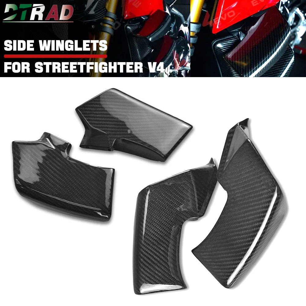 

For DUCATI Streetfighter V4 V4S V2 2020-2024 100% Carbon Fiber Upper & Lower Winglets Fins Fixed Side Wings Fairings Twill Gloss