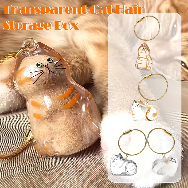 

Pet Hair Keepsake Box Transparent Cat Hair Storage Container Handmade DIY Keychain Small Ornaments for Pet Lovers Home Display