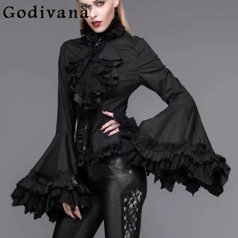 

Japanese Original Gothic Lolita Princess Sleeve Women's Shirt 2026 Spring New Style Sweet Cool Versatile Long-sleeve Shirt