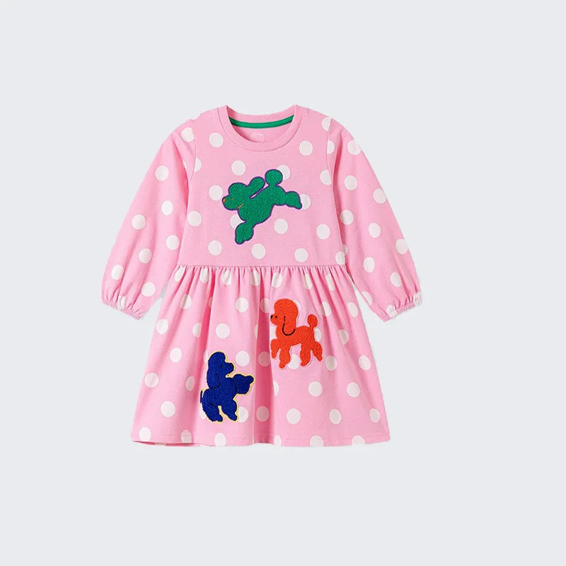 

Wind Girl Dress Dog Towel Embroidery Children's Dress Knitted Cotton Toddler Dress