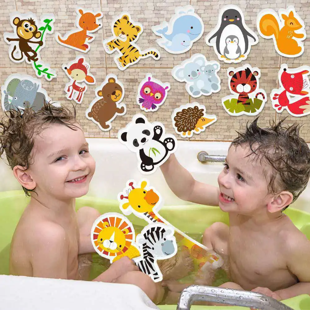 Baby Toys Big Size Bath Toys for Toddler Bathing Soft EVA Foam Animal Cognitive Floating Water Toys Bathroom Toys for Boys Girls