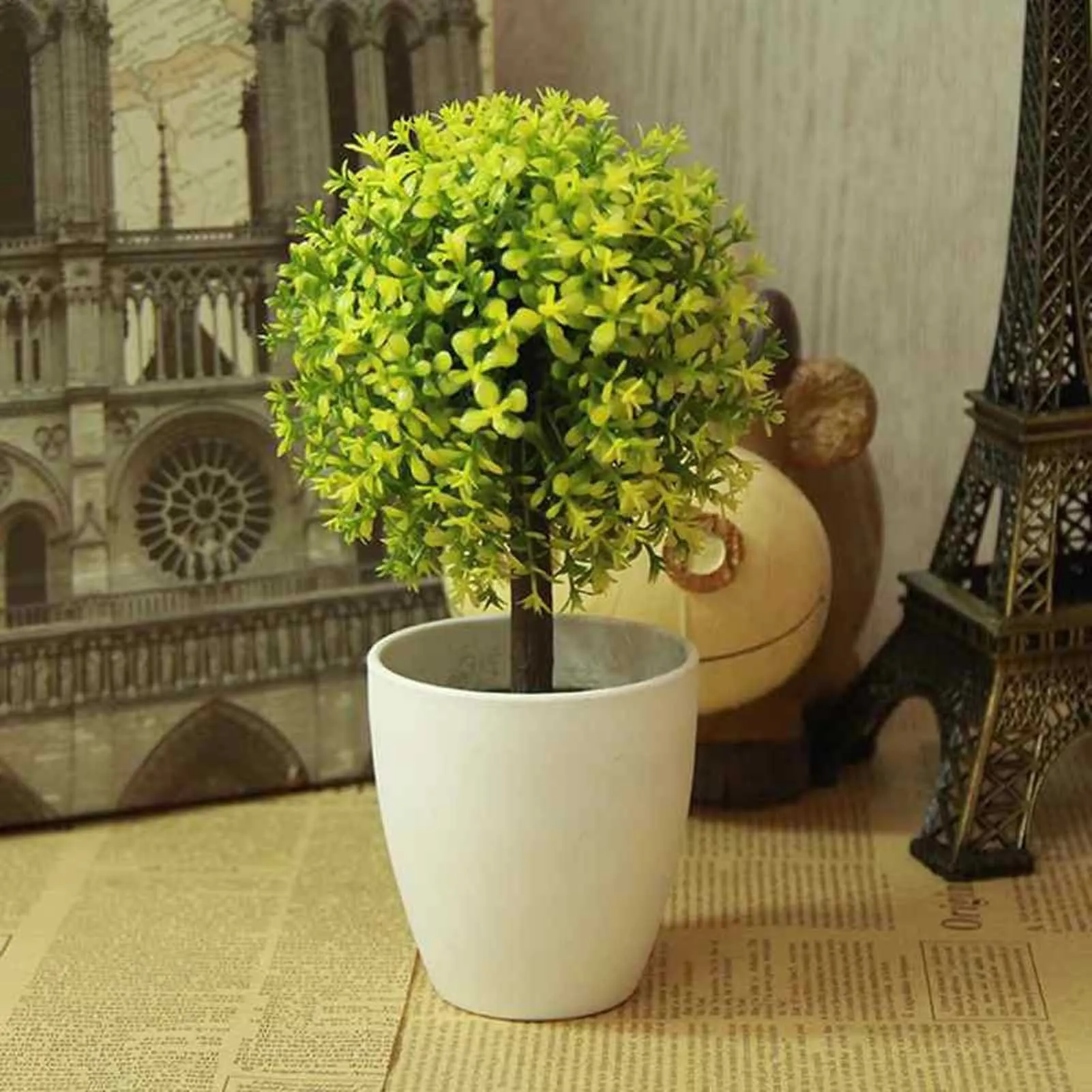 Small Boxwood Ball Faux Plants Realistic Design Low Maintenance Fake Plants for Home Office Cafe Decor