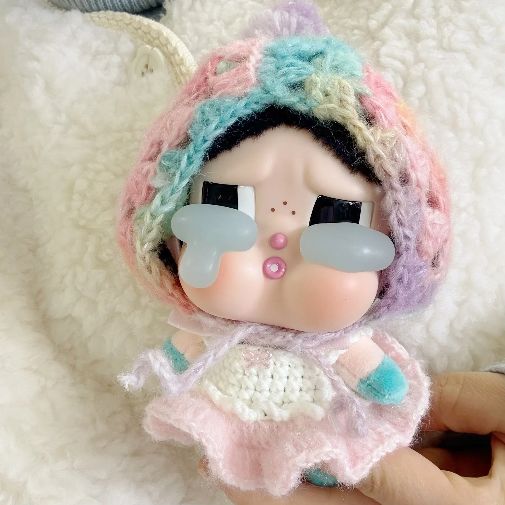 For 13CM CRYBABY Crying Baby Tears Vinyl Face Plush Doll Clothes Outfit Overalls Set Not Including Doll