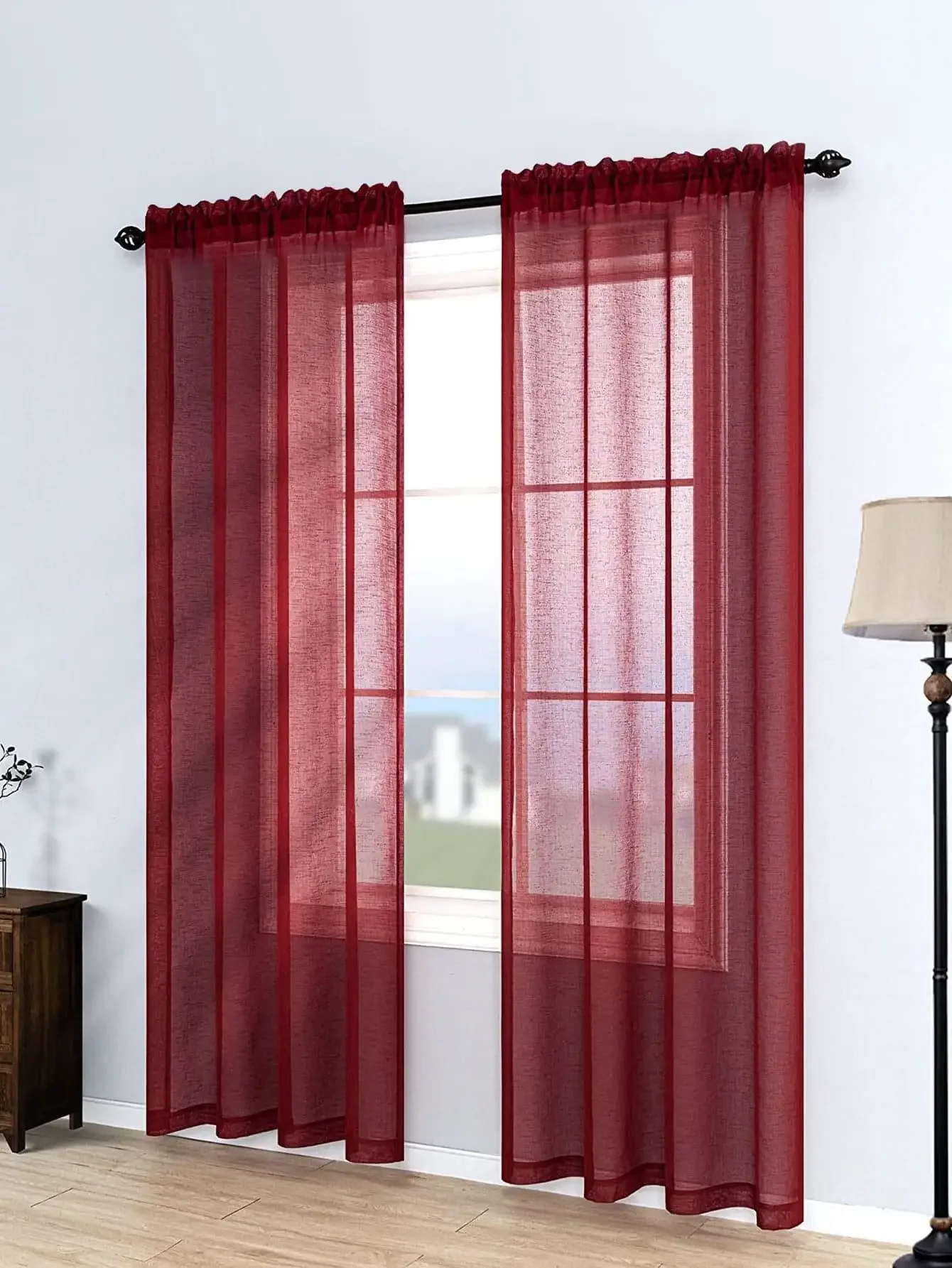 Red Light Luxury Gauze Curtain 1PC Curtains for Living Room  Curtains for Bedroom
