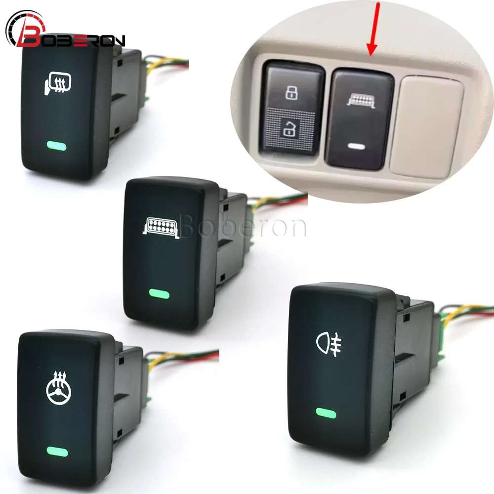 1PC Car Green Light Power Front Rear fog lights Rearview Mirror Heating Garage Button On Off Fit For Honda CRV Odyssey Civic Fit