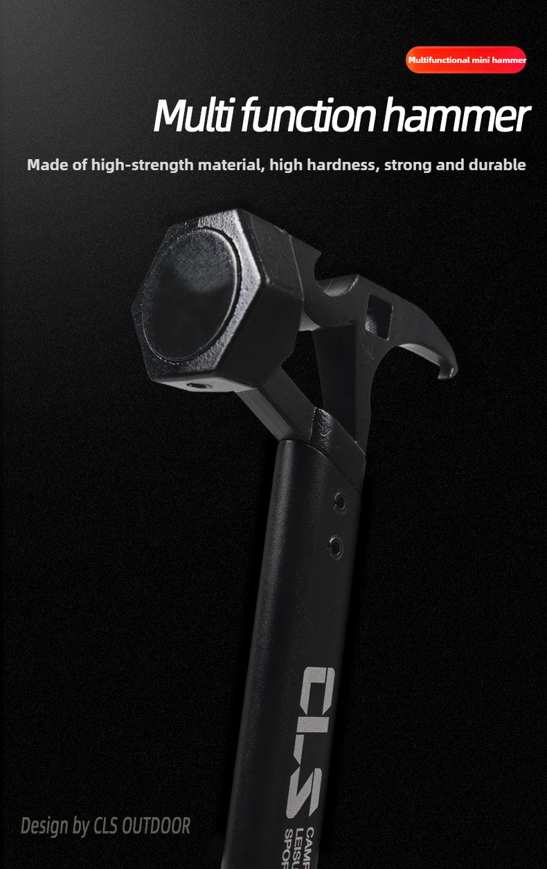Multifunktionaler Mini-Hammer aus Edelstahl für Outdoor-Camping, Bergsteigen, Zelt-Hammer, Flaschenöffner-Werkzeug – Detail 3