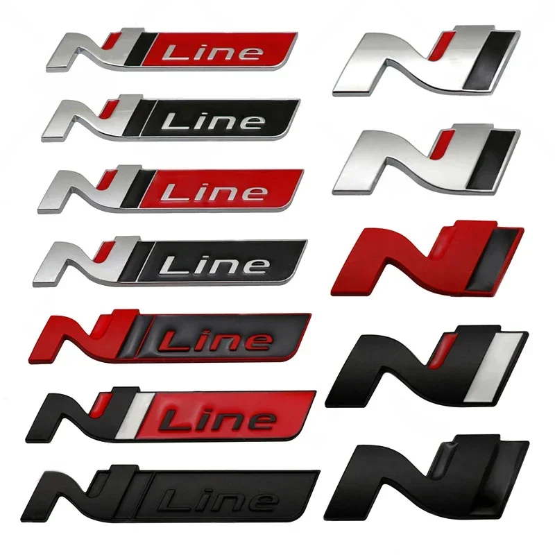 N LINE Logo Car Rear Trunk Emblem Sticker Auto Body Badge Decal for Hyundai Accent Sonata Kicks Reina