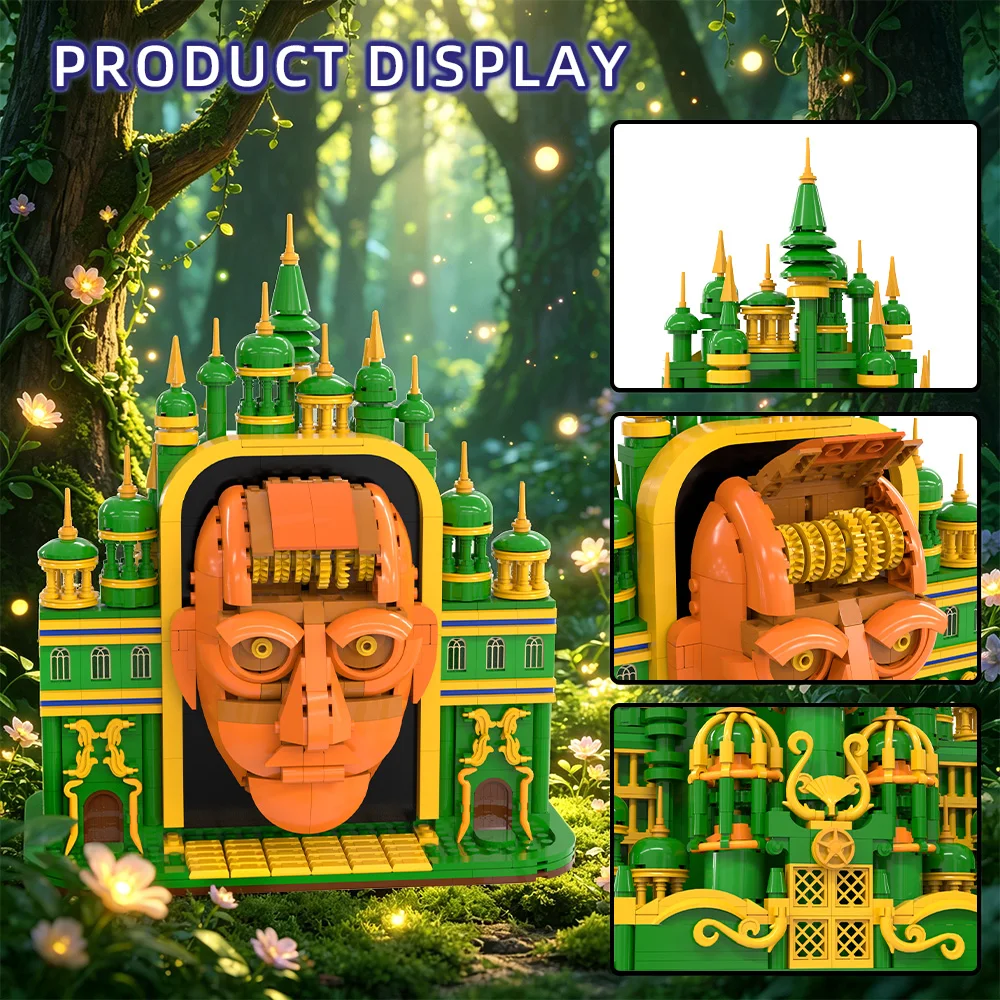 MOC Magische Hexe Smaragd Stadt Zauberer Palast Bausteine Fantasy Film Smaragd Schloss Ziegel Spielzeug Erwachsene Geschenk – Detail 18