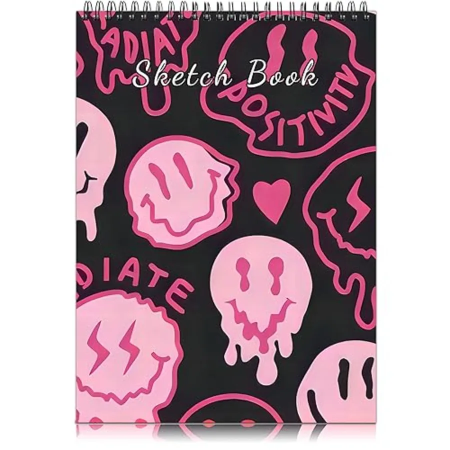 

Cute Sketchbook Top Spiral Bound Sketch Pad 9 x 12 inch, 100GSM Thick Paper 50 Sheets 100 Pages, Art Sketch Book Aesthetic Writ