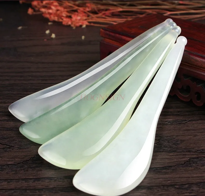 2pcs Natural jade facial beauty scraping board rib stick female eye face special beauty stick meridian massage authentic