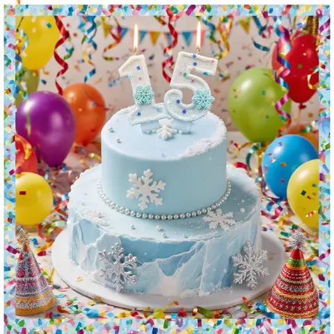 Frozen Snowflake Christmas Birthday Number Candles 0-9 Cake Topper for Baby Shower And Birthday Party Decor Digital Design
