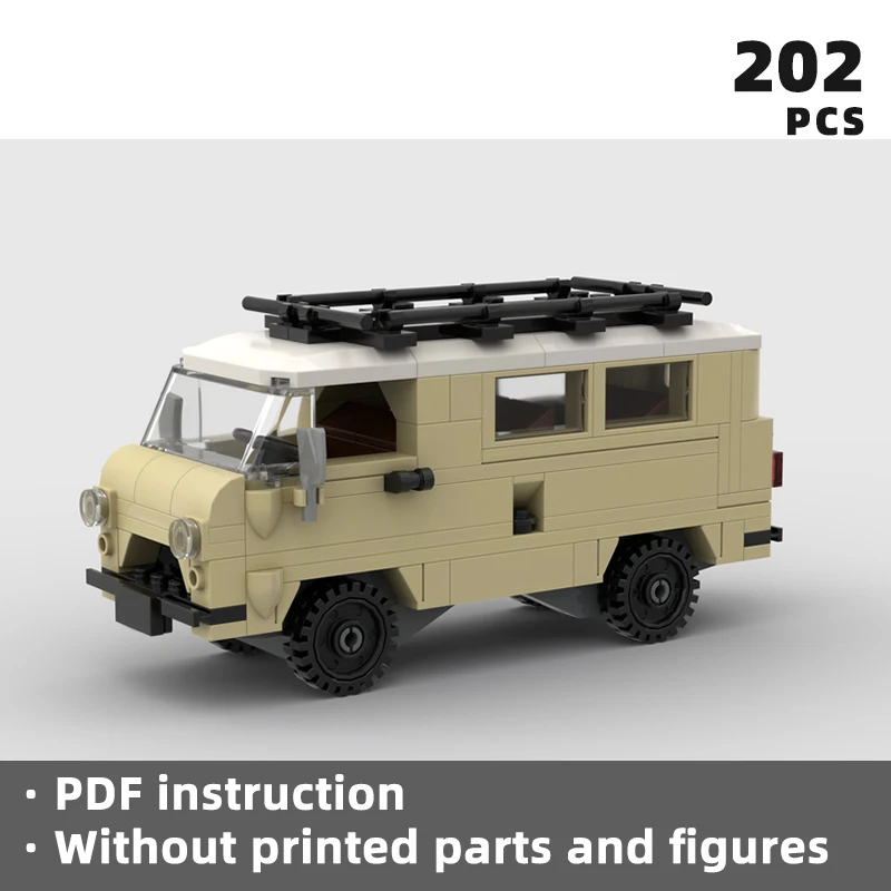 classic UAZ-452 Buhanka 4x4 van camper conversion bricks Russian overland vehicle blocks building car unique display klocki moc